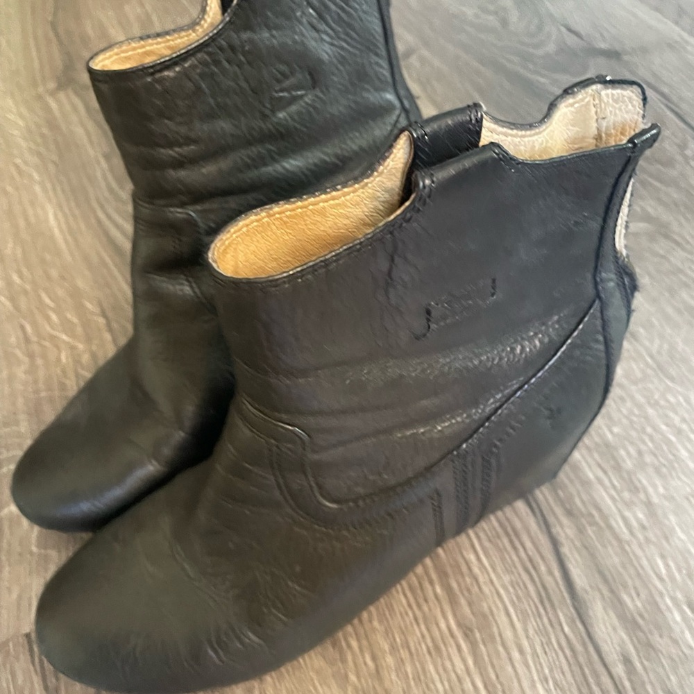 Frye black leather booties, 8.5